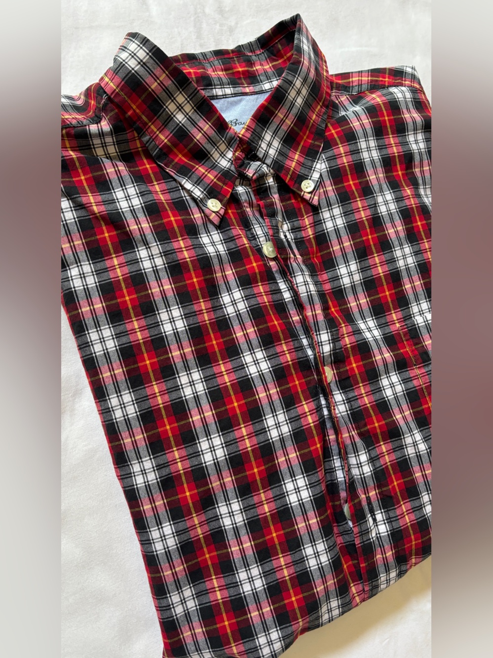 Eddie Bauer Men’s Red Plaid Cotton Button Down Shirt Large
